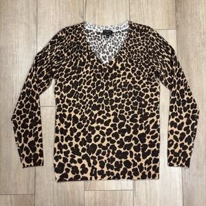 Talbots 100% Cashmere Sweater Women's P Leopard Print Golden Girls Long Sleeve